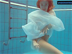 ginger-haired Diana super hot and insatiable in a milky dress