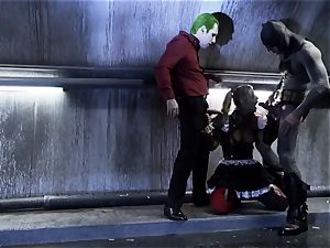 pornography parody DC hardcore - ass-fuck 3 way in Gotham's hallway